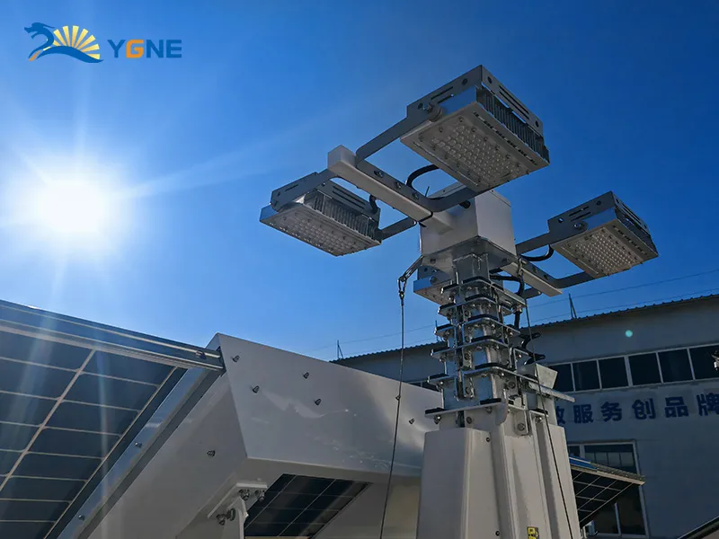 Mobile Solar Light Tower 9M\4×150W LED\4×440W solar panels\6×200AH GEL/LiFePO4