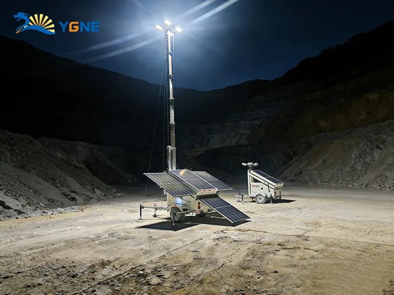 Mobile Solar Light Tower 9M\4×150W LED\4×440W solar panels\6×200AH GEL/LiFePO4