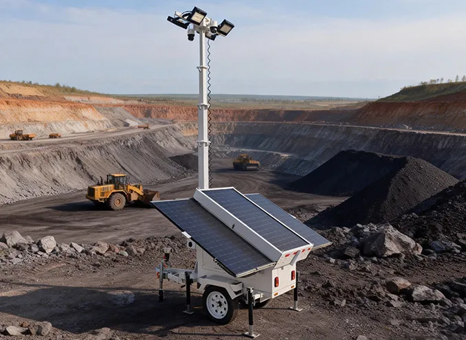 Skid-Mounted Solar CCTV Towers