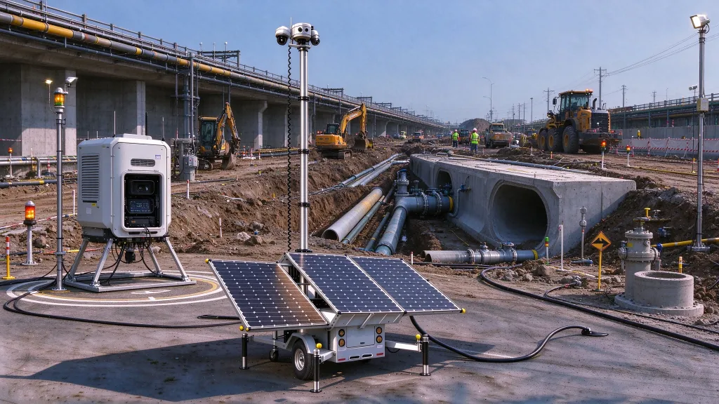 Skid-Mounted Solar Lighting Towers for Utility Tunnels & Underground Pipe Network Construction