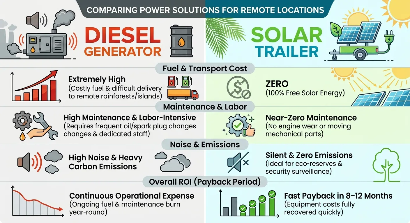 💰 Why Solar Trailers Outperform Traditional Diesel Generators?