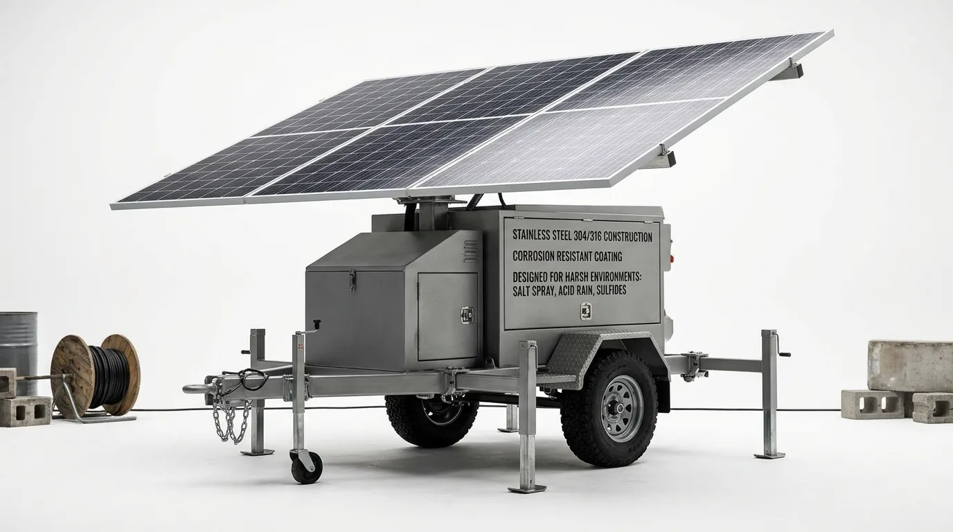 Heavy-Duty Industrial Mobile Solar Trailer for Dust & Corrosive Environments